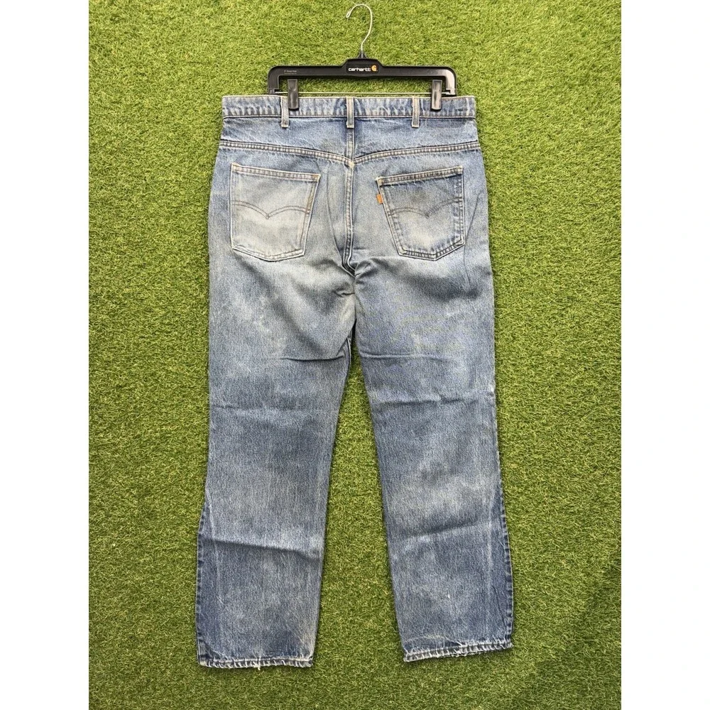 Vintage Levis 505 Jeans Mens 34x30 Made in USA Straight Leg Workwear Orange Tab